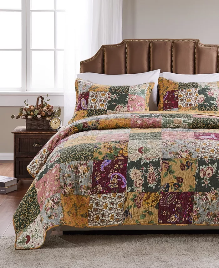 Greenland Home Fashions Antique Chic 100% Cotton Patchwork 2-Pc. Quilt， Twin