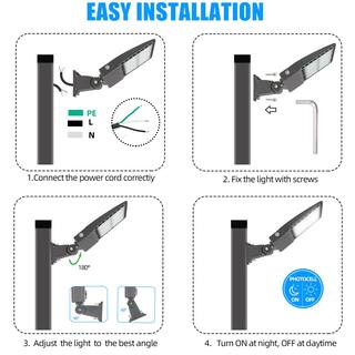 WYZM Outdoor 1500- Watt Equivalent Integrated LED Bronze Parking Lot Lighting Features Area Light 5500K ARM300C