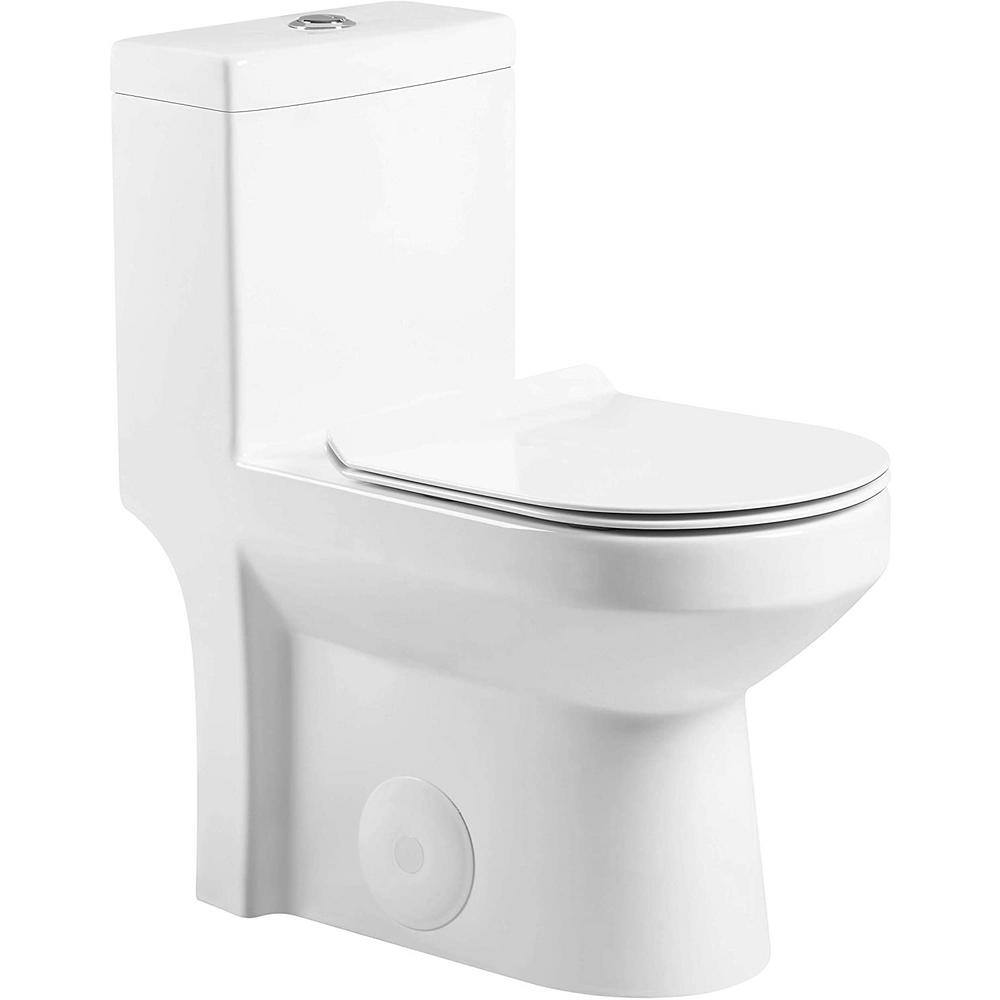 FINE FIXTURES Jawbone 10 in. Rough-In 1-piece 1.08 GPF 1.58 GPF Dual Flush Round Toilet in White Seat Included MOTB10W