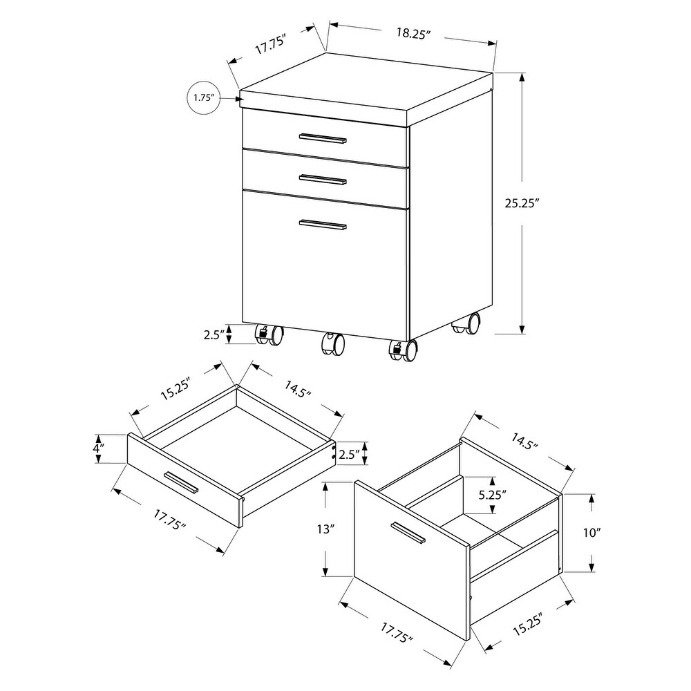 Monarch 7400 Brown Reclaimed Wood Castors Filing Cabinet With 3 Drawer