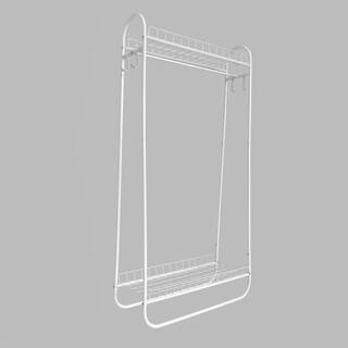 White Garment Rack Freestanding Hanger Double Rods Multi-functional Bedroom Clothing Rack LJ322GR-W