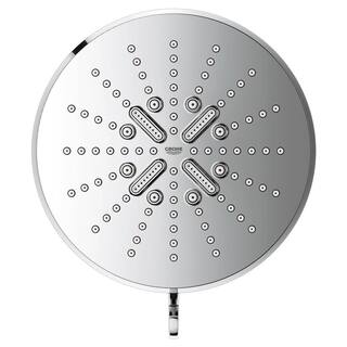 GROHE Rainshower SmartActive 3-Spray Patterns 1.75 GPM 6.5 in. Round Wall Mount Fixed Shower Head in StarLight Chrome 26789000