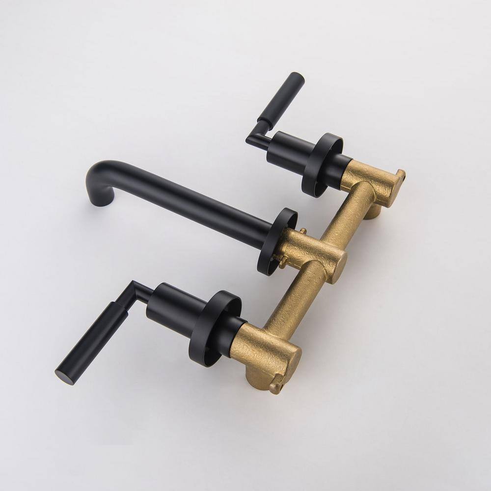 Satico Modern 2-Handle Wall Mount Bathroom Faucet in Matte Black SY600MB665