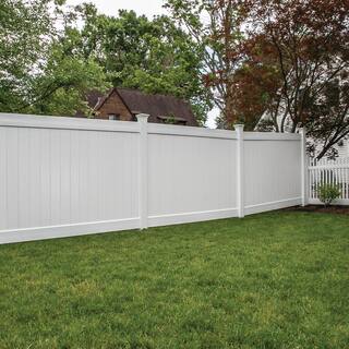 Veranda Acadia 6 ft. x 8 ft. White Vinyl Privacy Fence Panel Kit 73013794