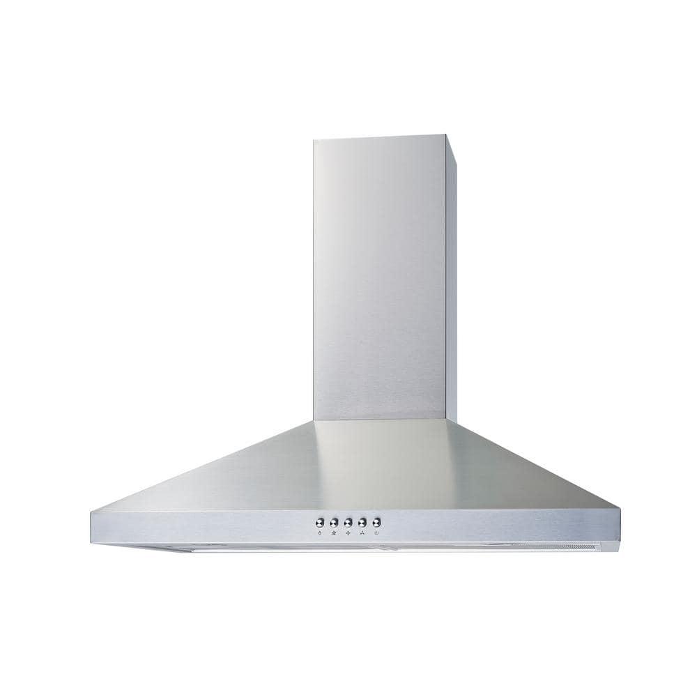 Winflo 36 in Convertible Wall Mount Range Hood in Stainless Steel with Mesh Filters and Push Button Control