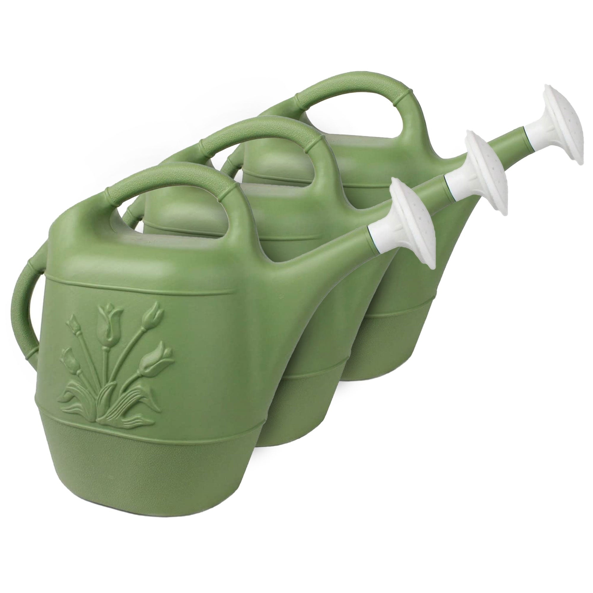 Union Products 2 Gallon Garden Plastic Watering Can， Sage Green， 3 Pack