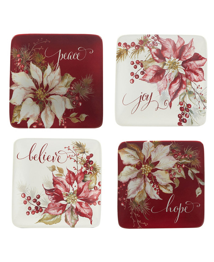 Certified International Winters Joy 6 Canape Plates Set of 4