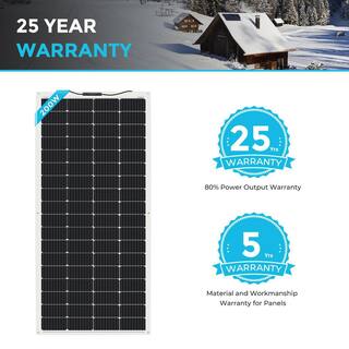 Renogy 200-Watt Flexible Lightweight Monocrystalline Solar Panel for Boat Cabin RV Camper RSP200DB-72-US