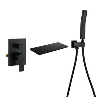 Boyel Living Single-Handle Wall Mount Roman Tub Faucet with Hand Shower in Matte Black SMD-88022B