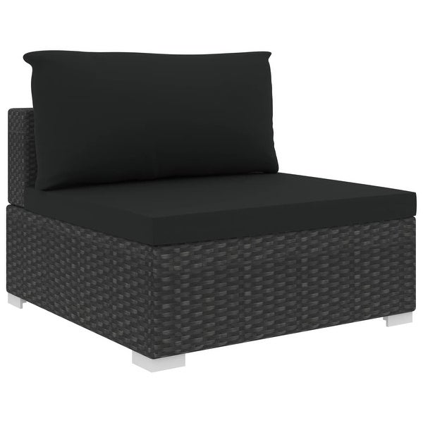 13 Piece Patio Lounge Set with Cushions Poly Rattan Black - Overstock - 36363461