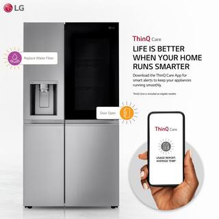 LG 27 cu. ft. Side by Side Smart Refrigerator w InstaView and Craft Ice in PrintProof Stainless Steel LRSOS2706S