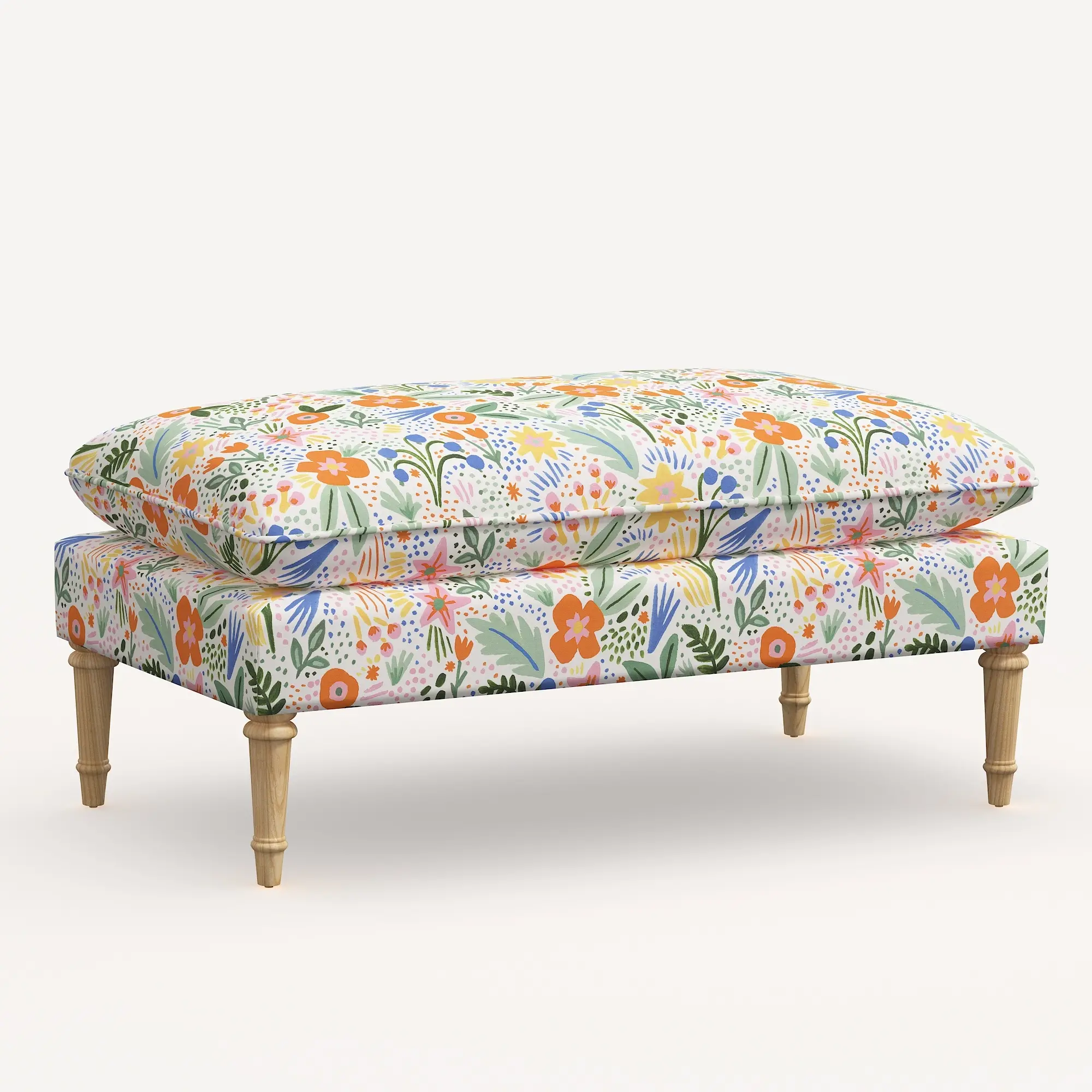 Rifle Paper Co. Flora Multi Color Floral Pillowtop Bench