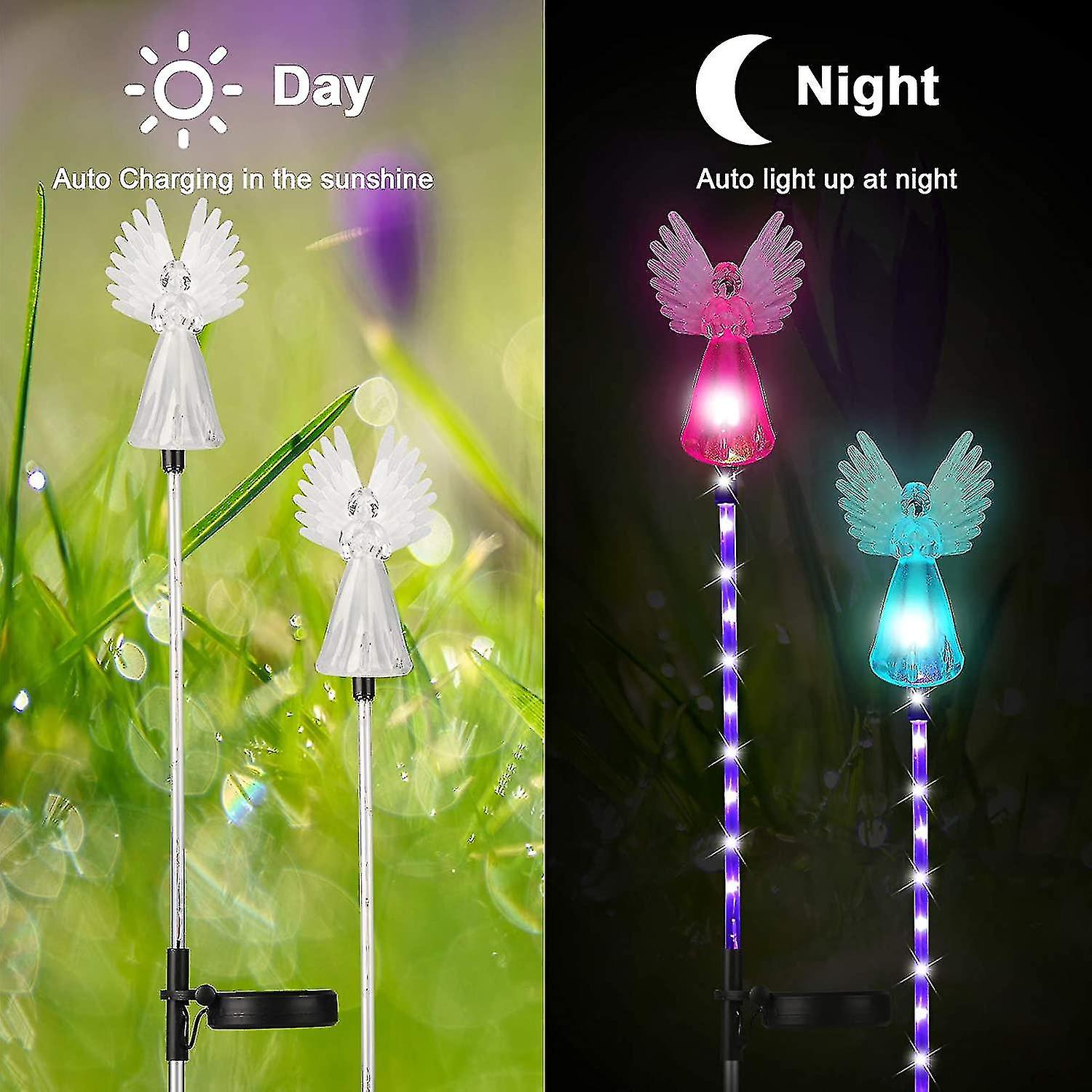 Solar Powered Angel Lights Outdoor， 2 Pack Garden Stake Light