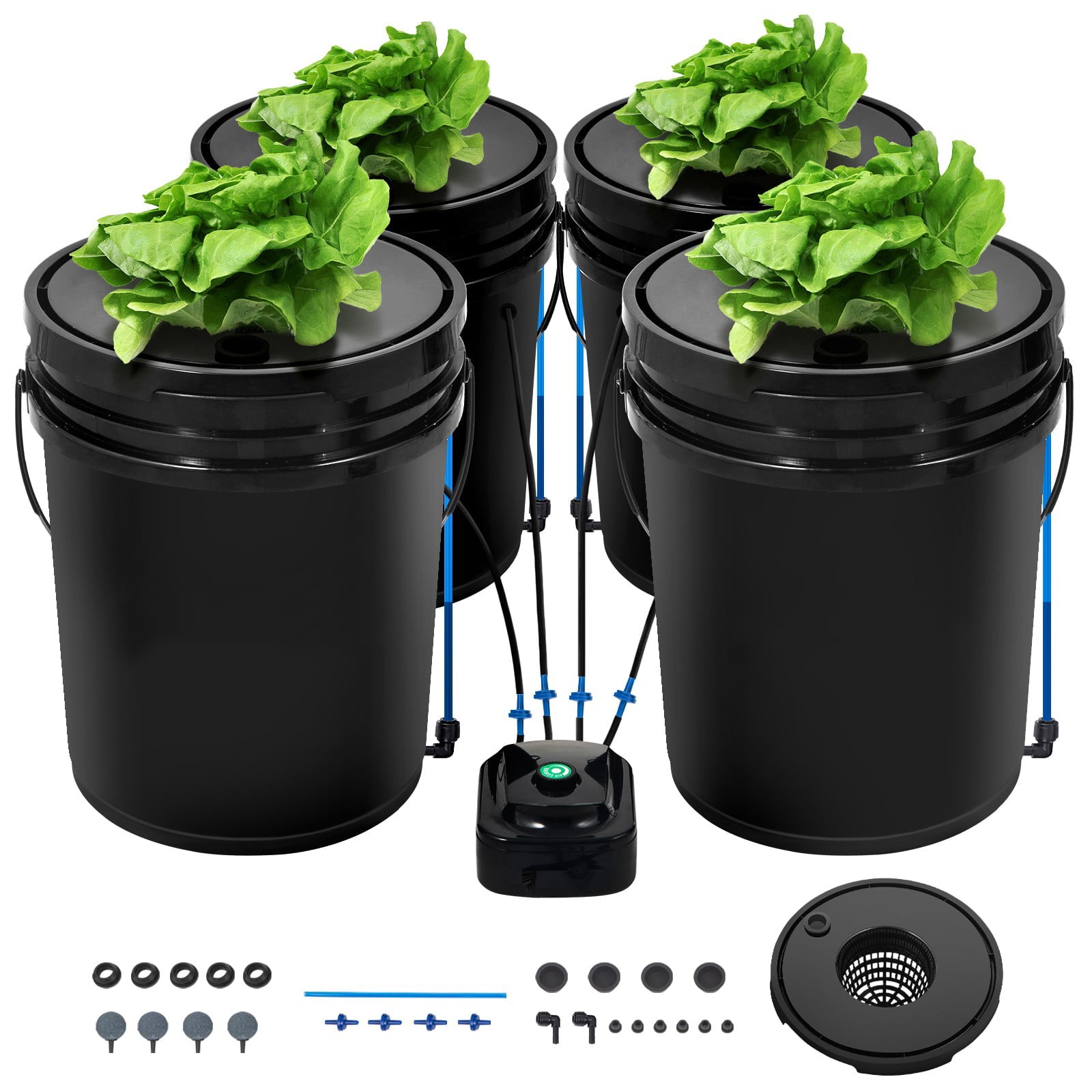 BENTISM Hydroponics Deep Water Culture DWC Hydroponic System 5 Gallon 4 Buckets