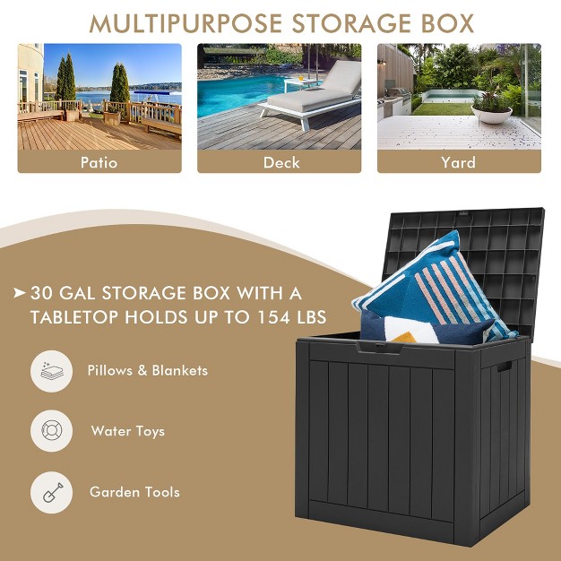 Costway 30 Gallon Deck Box Storage Container Seating Tools Organization Deliveries