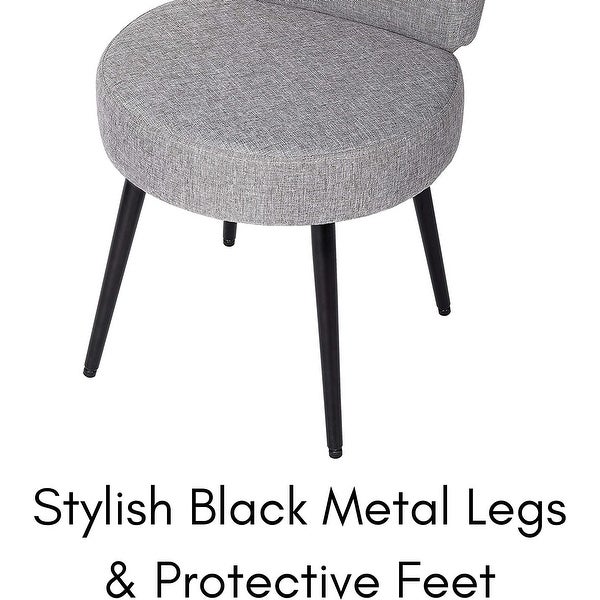 BirdRock Home Grey Linen Chair with Back - Small - Soft Compact Round Padded Seat - Living Room， Bedroom， Kids Room Chair