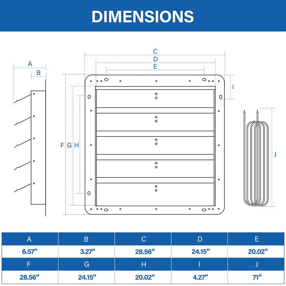 Amucolo 2750 CFM 24 in. Silver Aluminum High Speed Gable Mount Shutter Exhaust Fan YeaD-CYD0-JKL2