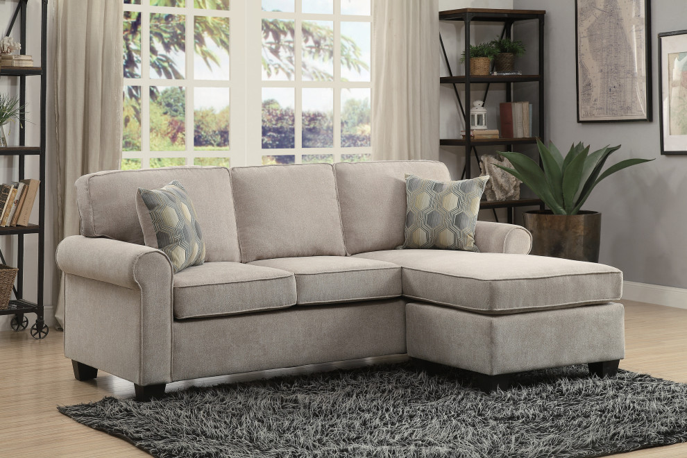 Elliot Reversible Sofa With Chaise  Sand   Transitional   Sectional Sofas   by Lexicon Home  Houzz