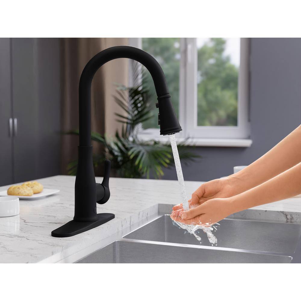 ANZZI Sifo 1-Handle Hands Free Touchless Pull Down Sprayer Kitchen Faucet with Motion Sense and Fan Sprayer in Matte Black KF-AZ301MB