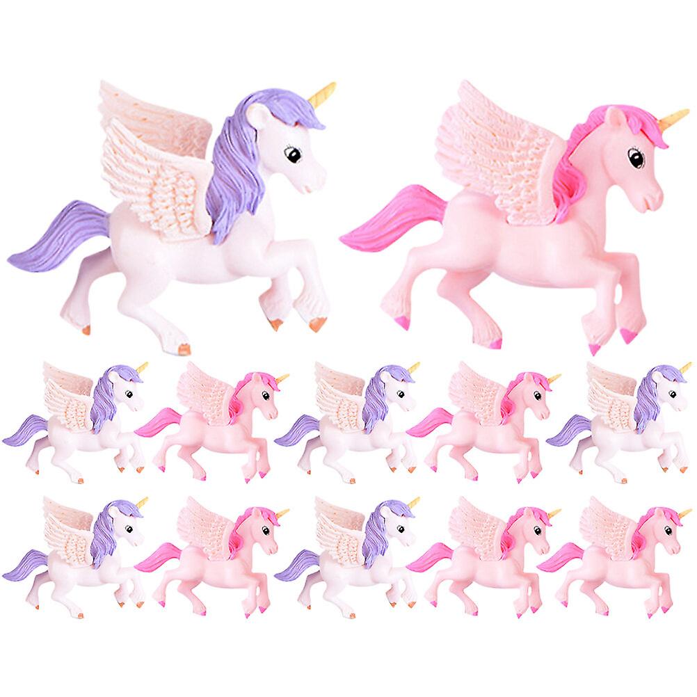 12pcs Miniature Unicorn Ornaments Garden Unicorn Models Mini Unicorn Decorations