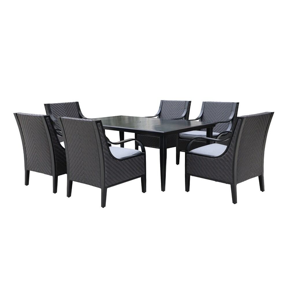 7PC Outdoor Dining Set in Black and Grey