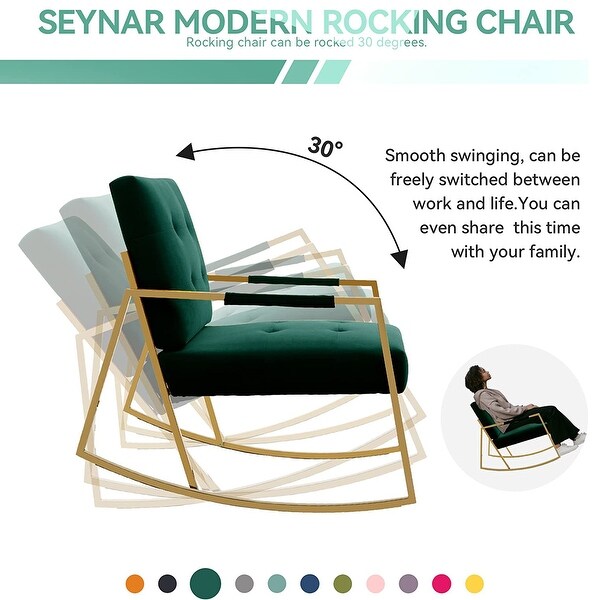 Modern Velvet Rocking Chair with Golden Frame