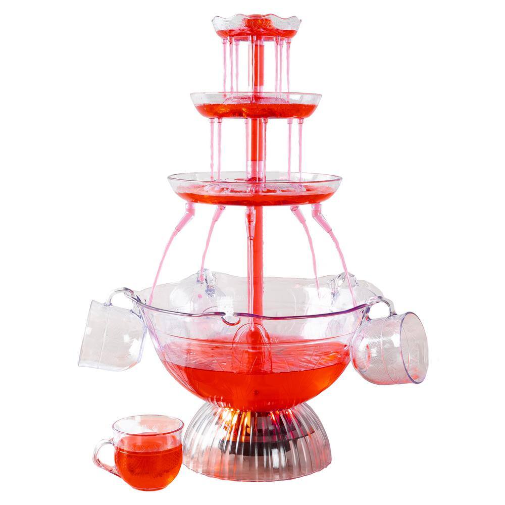 GREAT NORTHERN 3-Tier 1.5 Gal Party Drink Dispenser - Fountain with LED Light Base and 5 Cups 83-DT6150