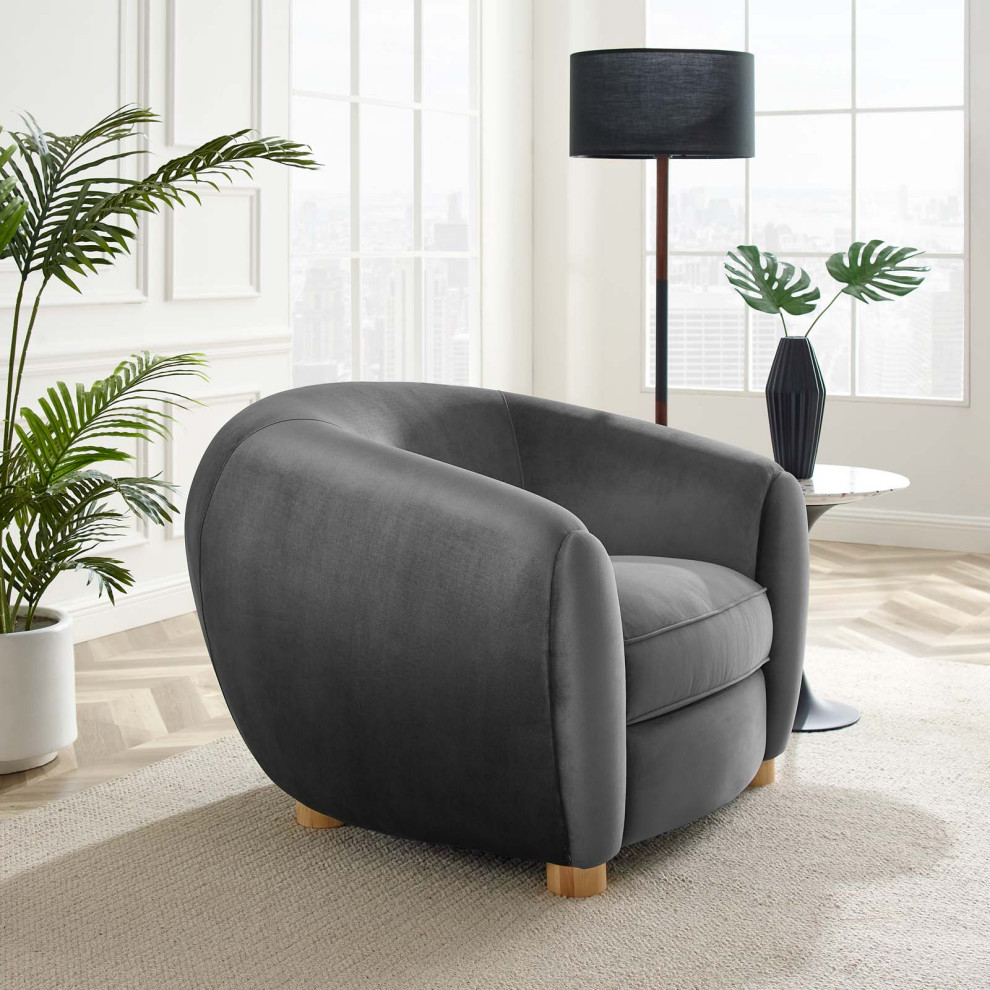 Abundant Performance Velvet Armchair   Transitional   Armchairs And Accent Chairs   by GwG Outlet  Houzz