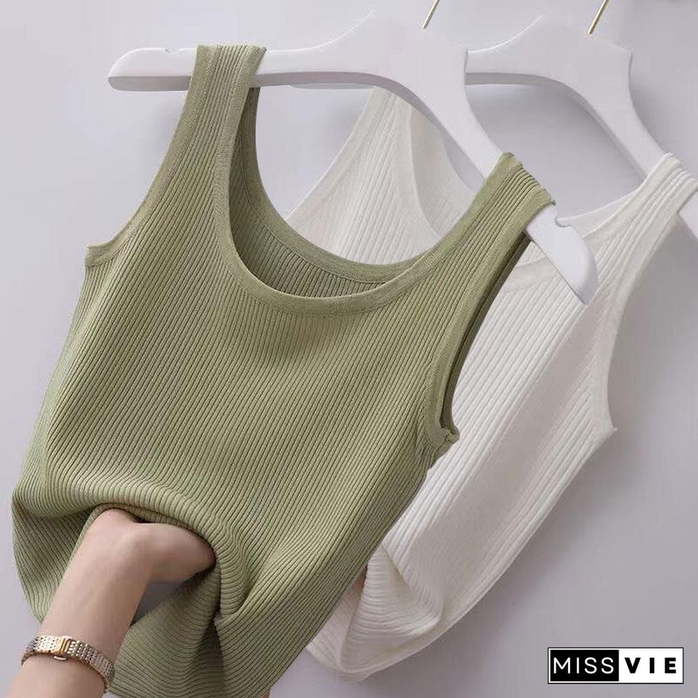 Elastic Tank Top Women Sleeveless Base Shirt Running Vest Workout Womens Self Cultivation Outer Wear Thin Crop Women Camisole