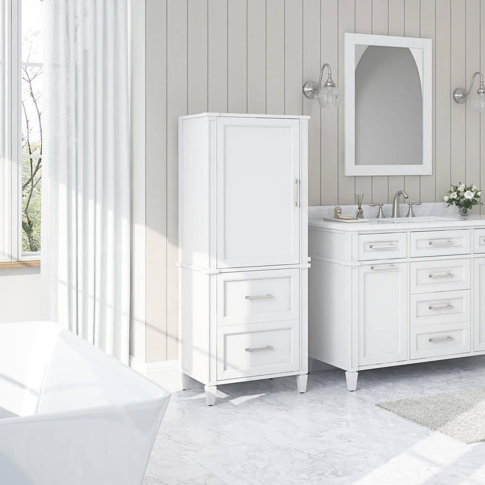 Home Decorators Collection Caville 24 in W x 16 in D x 60 in H White Linen Cabinet