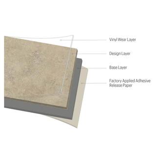 TrafficMaster Beach Sand 3 MIL x 12 in. W x 25 in. L Peel and Stick Water Resistant Vinyl Tile Flooring (30.2 sqftcase) A4269451