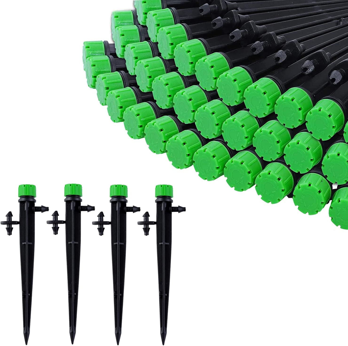 VACUSHOP 100pcs Irrigation Drippers Drip Emitters for 1/4 Inch Irrigation Sprinkler 360 Degree Micro Sprinkler Adjustable Drip Irrigation Heads Drippers for Drip Irrigation Parts Garden Patio Lawn