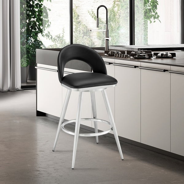 Lottech Modern Swivel Bar/Counter Stool with Faux Leather and Metal