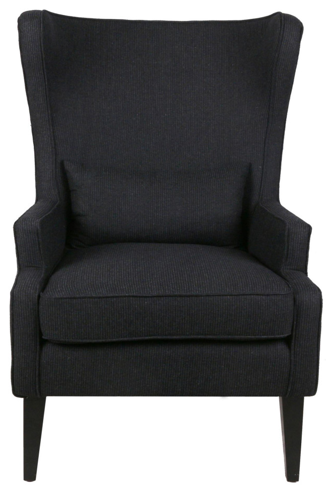 Zerah Fabric Wing Arm Chair Black Legs  Onyx   Transitional   Armchairs And Accent Chairs   by Virgil Stanis Design  Houzz