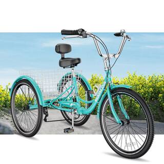 MOONCOOL 26 in. Adult Trikes 3 Wheeled 7 Speed Bike Trikes Tricycles with Basket for Seniors Women Men N-P26-QFHT001