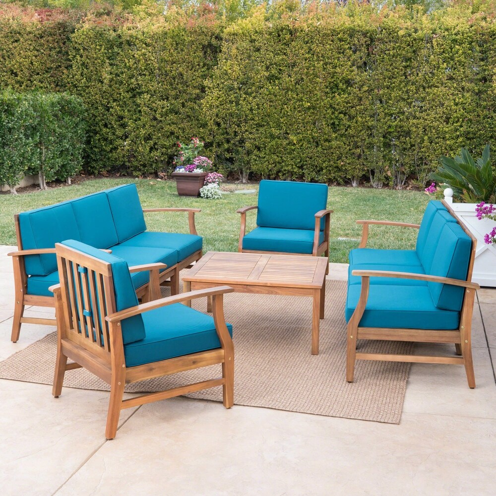 Perla Outdoor Acacia Wood 9 piece Sofa Set by Christopher Knight Home