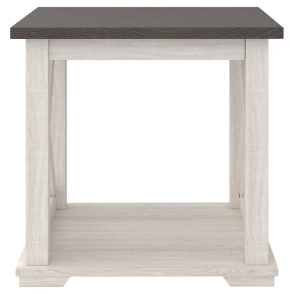 Dorrinson White/Brown Casual Square End Table