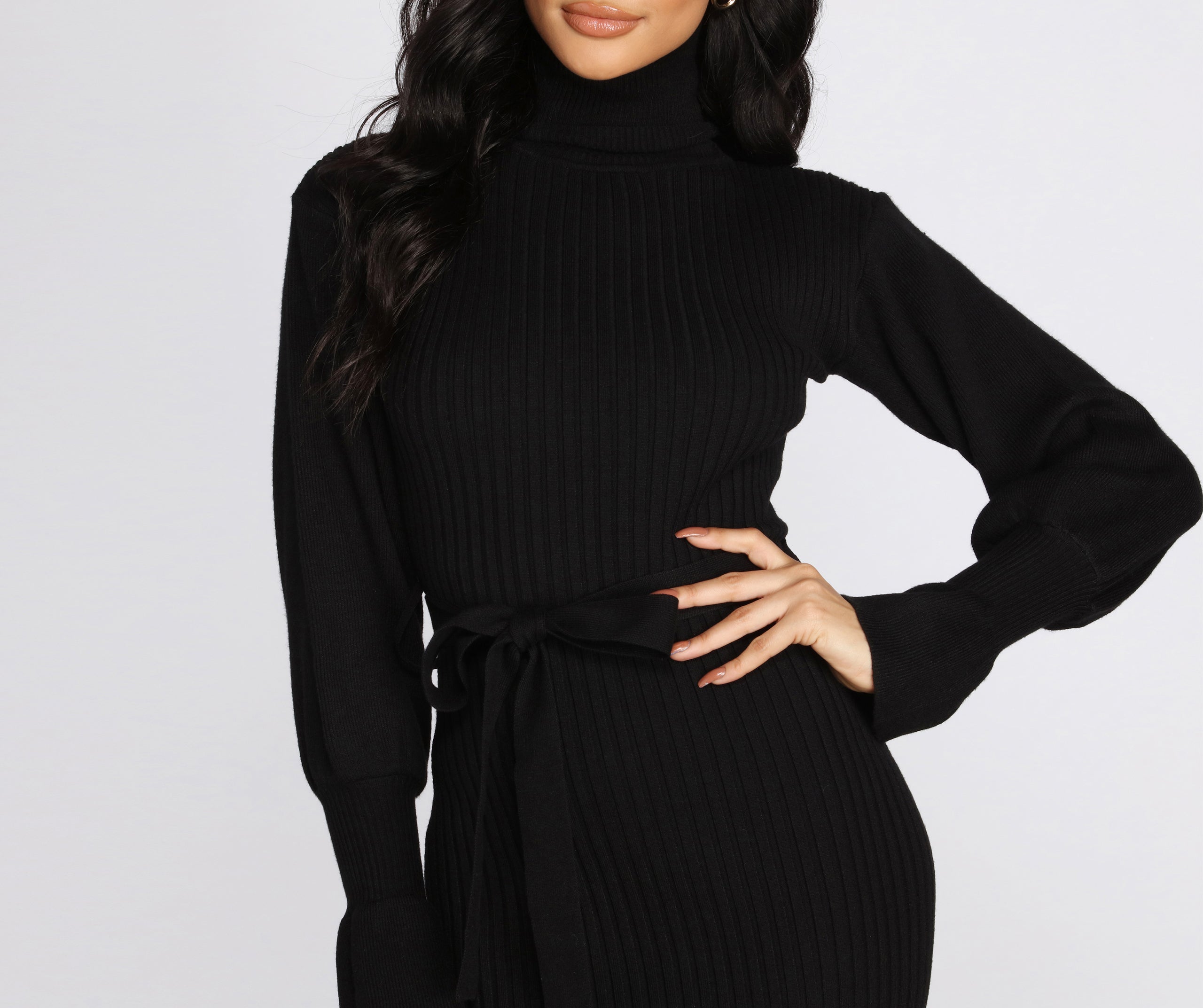 Caught In The Midi Turtleneck Sweater Dress