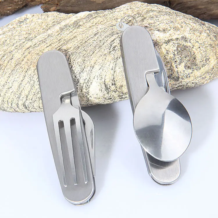 Outdoor Folding Dinnerware Cutlery Set Portable Knife Fork Spoon Can Opener Tableware Pocket Utensils for Hiking Camping Travel