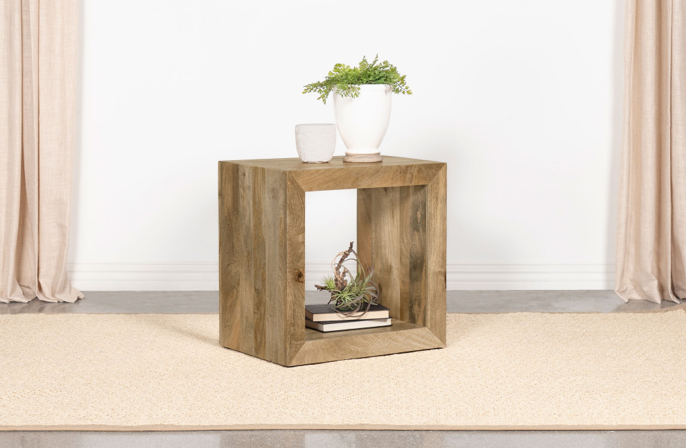 Benton Rectangular Solid Wood End Table Natural   Modern   Side Tables And End Tables   by Modon  Houzz