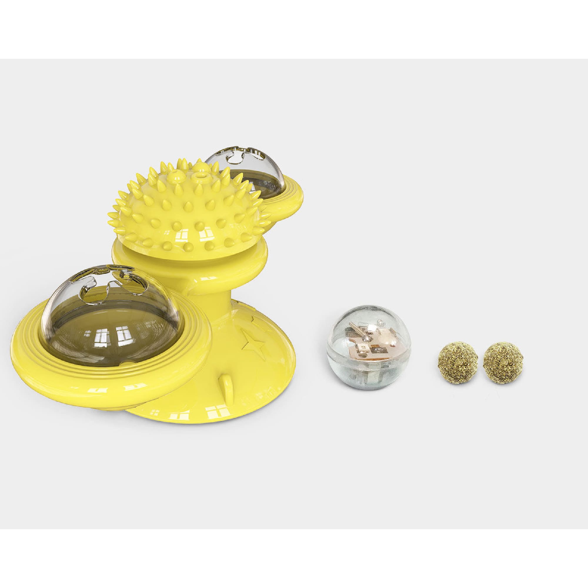 Pet Life Yellow Windmill Rotating Suction Cup Spinning Cat Toy