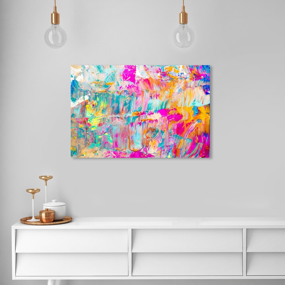 Oliver Gal 'Sunshine Days' Abstract Wall Art Canvas Print Paint   Pink  Blue