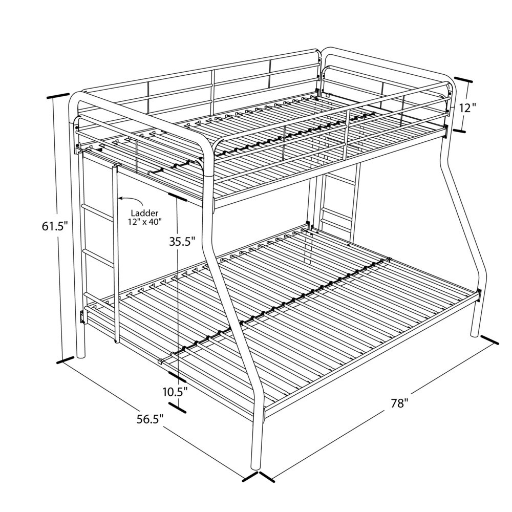 Taylor   Olive Tubmill Twin size Full Bunk Bed