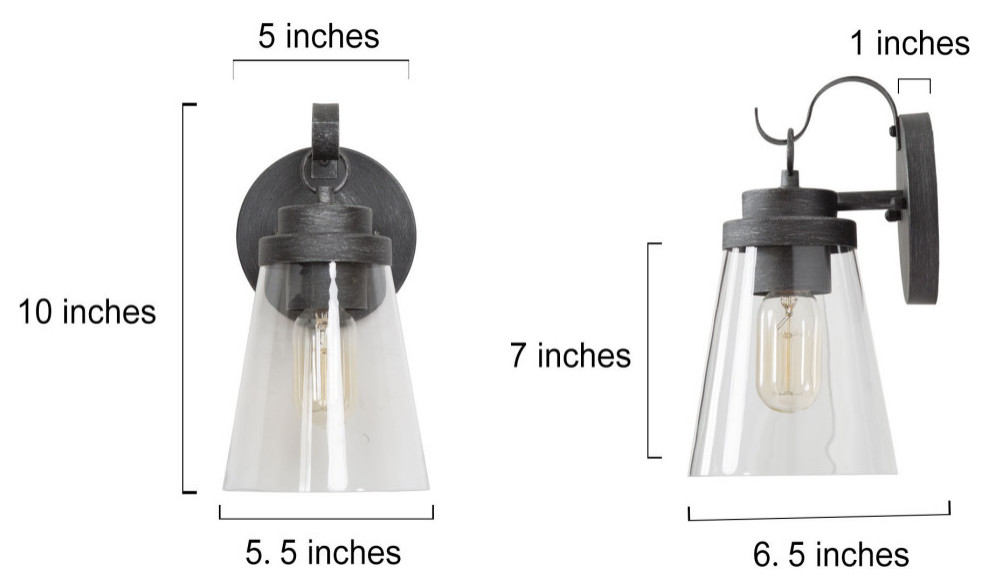 Farmhouse 1 Light Glass Outdoor Wall Lamp BK With Silver 2pcs/pack   Transitional   Outdoor Wall Lights And Sconces   by lnclighting.llc  Houzz