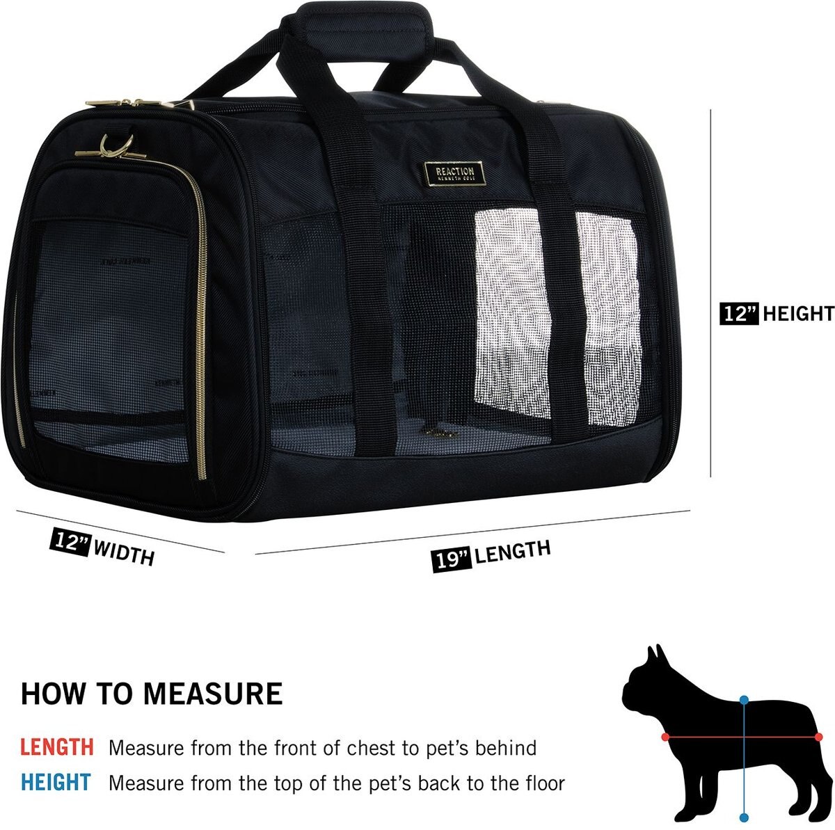 Kenneth Cole Reaction Collapsible Cat and Dog Travel Carrier， Black， 22-lbs