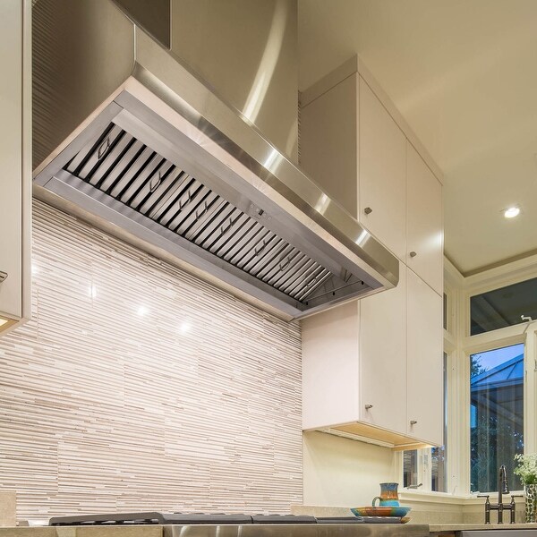 30-60Inch Insert/Built-in Range Hood， Ultra Quiet， Powerful Suction Stainless Steel Kitchen Vent Hood with Dimmable LED Light