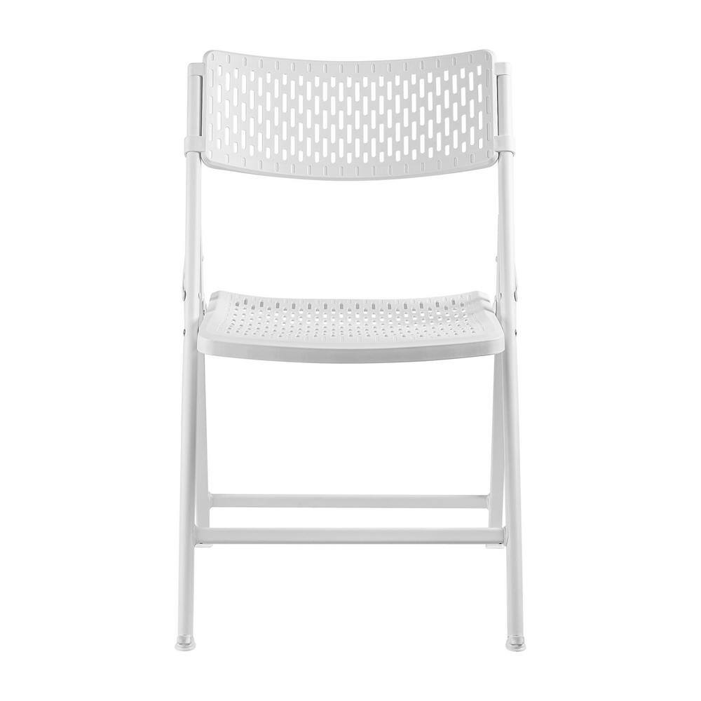 National Public Seating Oversized 18 in. Premium White Polypropylene Seat Metal AirFlex Series Folding Chair (Set of 4 Chairs) 1421