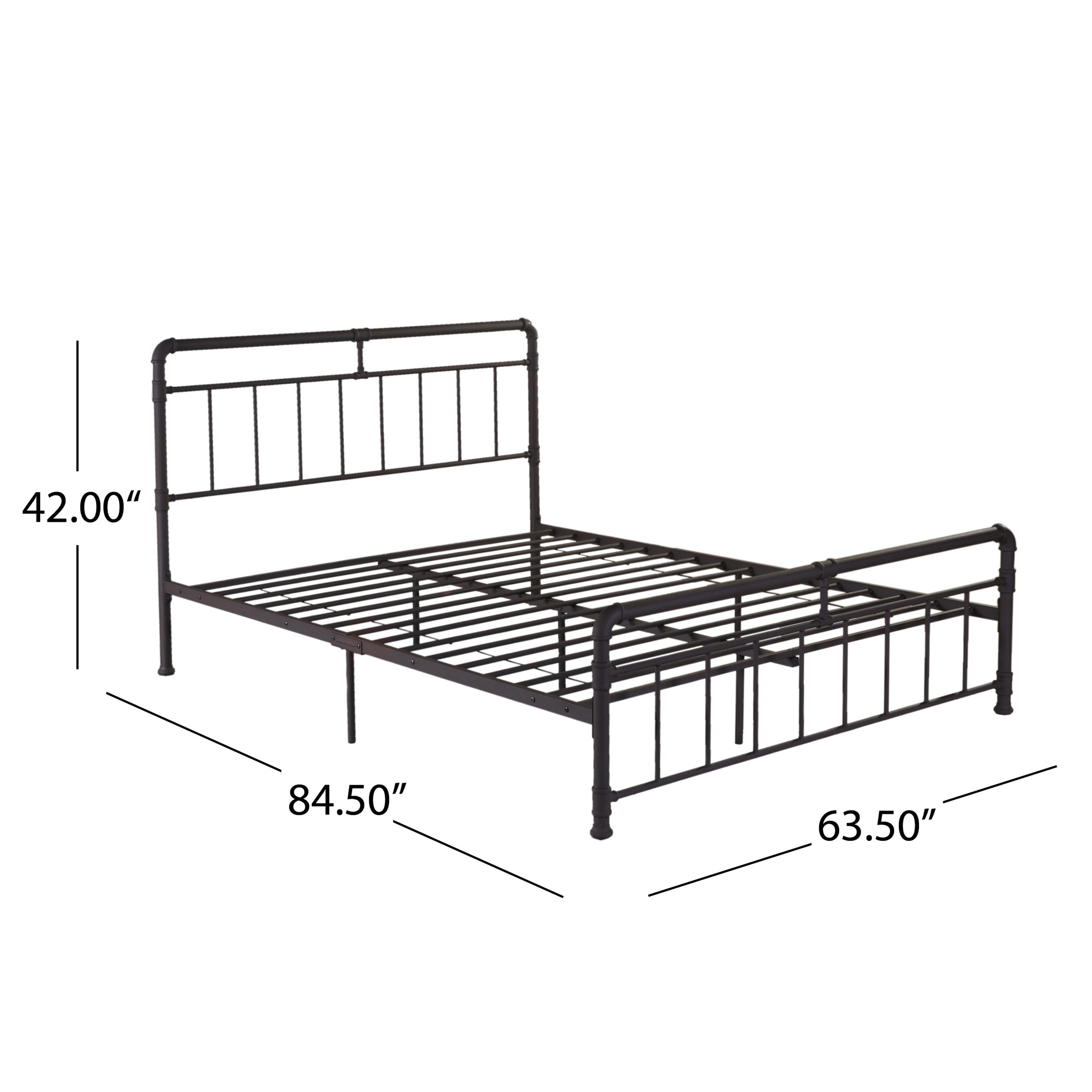 Sally Queen-Size Iron Bed Frame, Minimal, Industrial