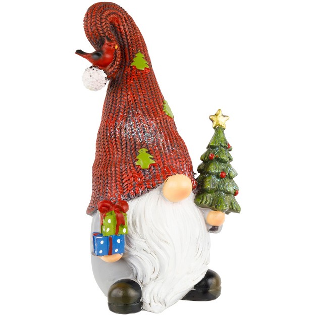 Gnome With Cardinal Holding Christmas Tree Decoration