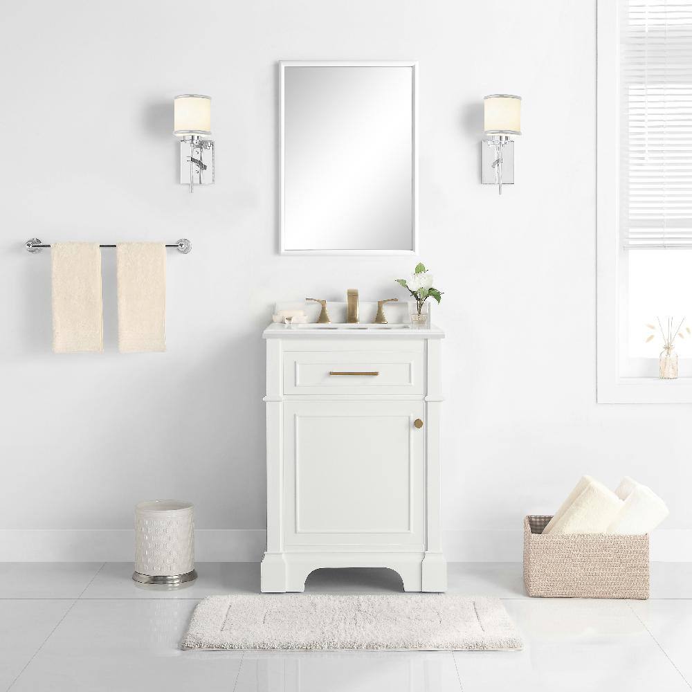 Home Decorators Collection Melpark 24 in. W x 20 in. D x 34.5 in. H Bath Vanity in White with White Cultured Marble Top Melpark 24W